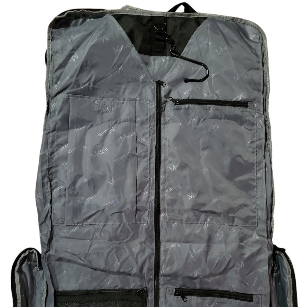 Mantein Black Garment Bag Large Suit Travel Bag Pockets Shoulder Strap Foldable - Picture 7 of 9